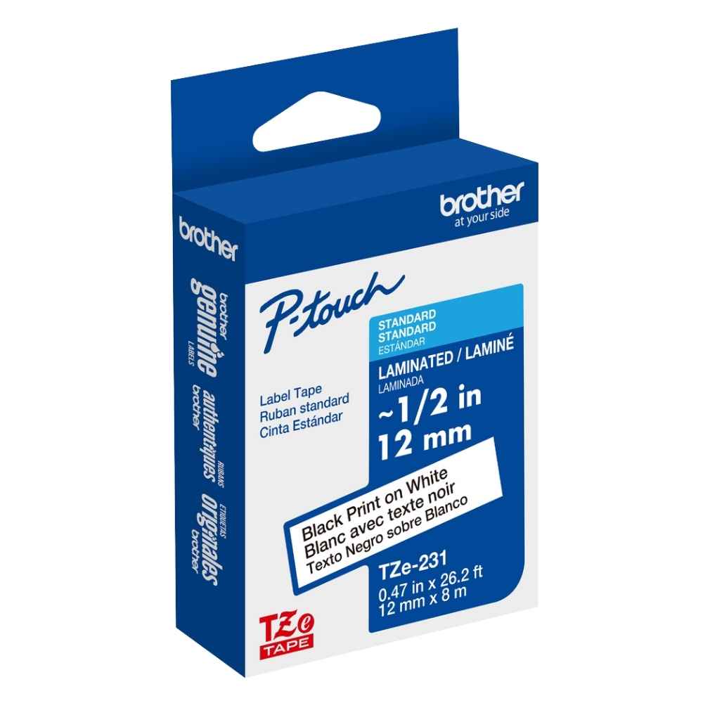 Brother TZE-231 12mm Black on White Tape3