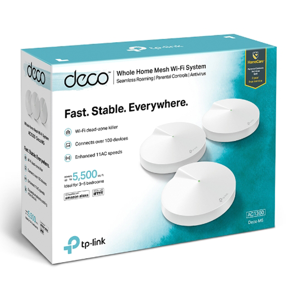 TP-Link Deco M5 AC1300 Whole Home Mesh Wi-Fi System (3 Pack) - TL-DECO M5-30