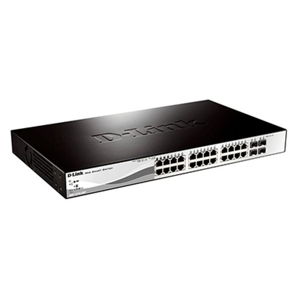D-Link DGS-1210-28P 24-Port 10/100/1000BaseT PoE + 4 Combo 1000BaseT/SFP ports Web Smart Switch, 193W PoE budget. (802.3af/802.3at support)3