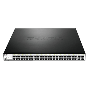 D-Link 48-Port 10/100/1000BaseT PoE + 4 Gigabit SFP ports Web Smart Switch, 370W PoE budget. (802.3af/802.3at support) - DGS-1210-52MP