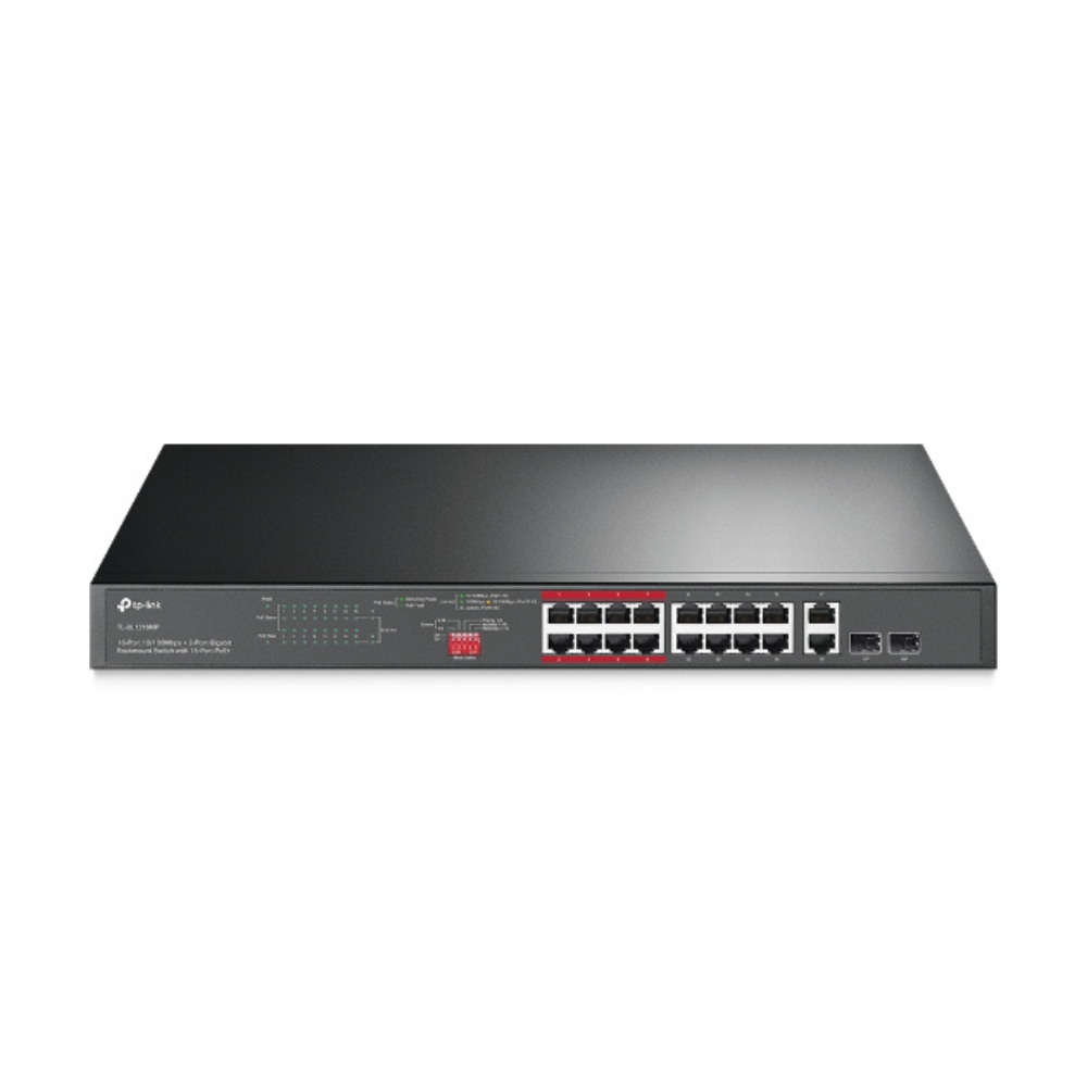 TP-Link 16-Port 10/100 Mbps + 2-Port Gigabit Rackmount Switch - TL-SL1218MP