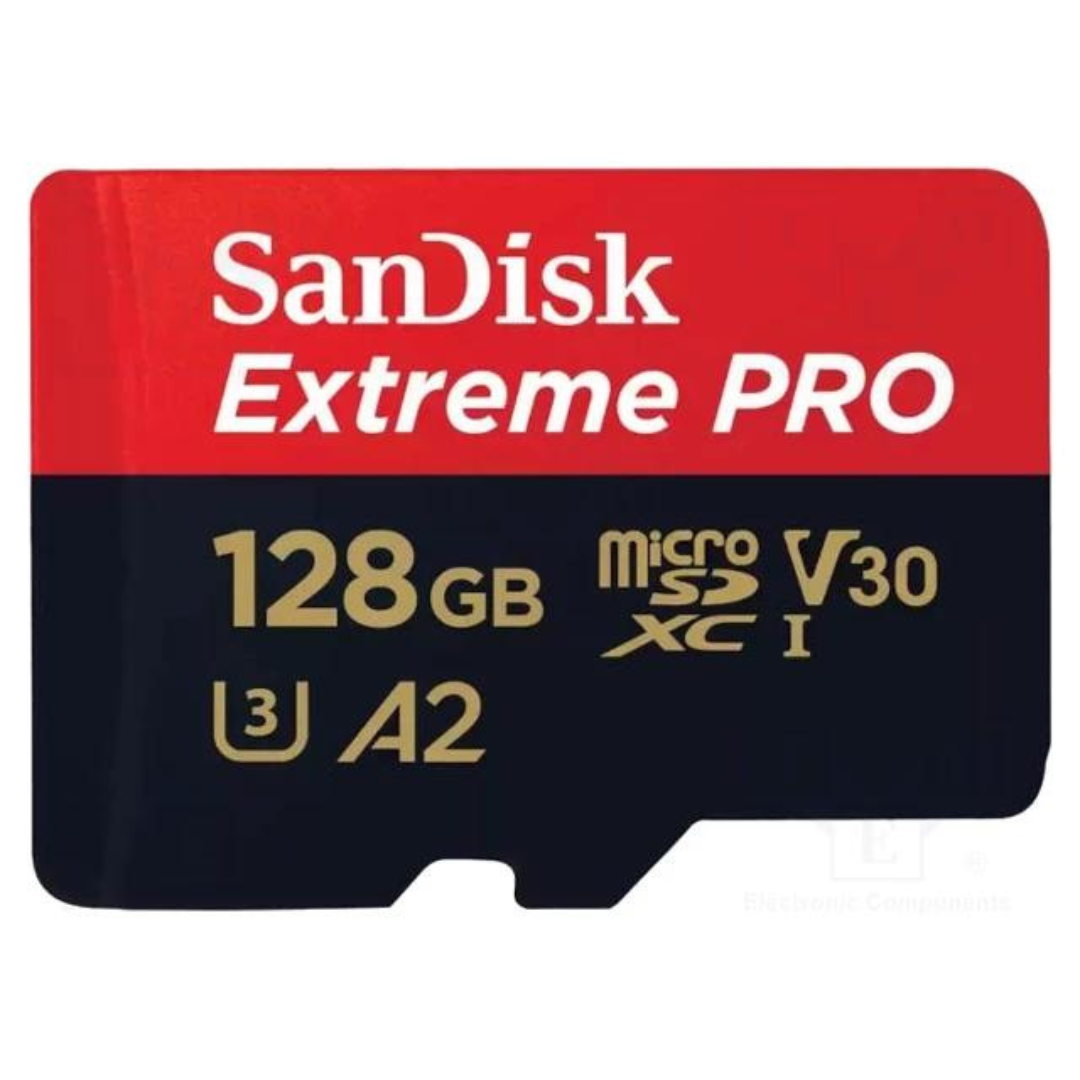 SanDisk 128GB Extreme PRO® microSD™ UHS-I Card with Adapter C10, U3, V30, A2, 200MB/s Read 90MB/s Write SDSQXCD-128G-GN6MA3