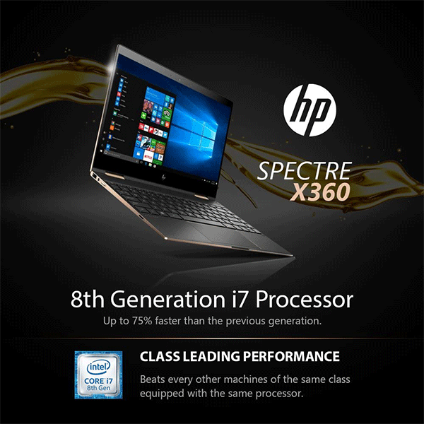 HP Spectre x360 13t Touch Laptop i7-8550U Quad Core,16GB RAM,512GB SSD,13.3inches3