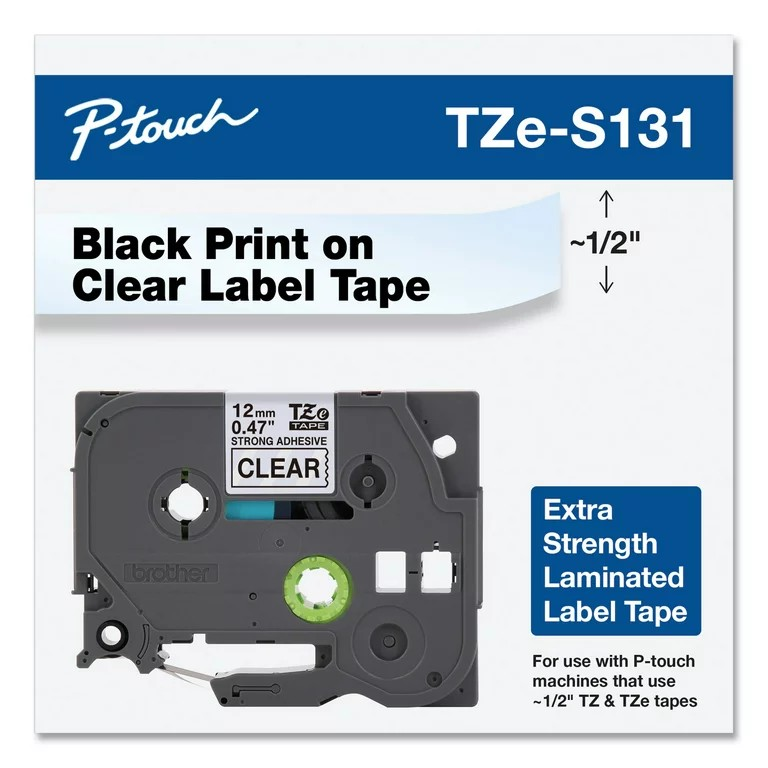 Brotherlaminated 12mm WZC-s131 black on clear Label Catridge 0