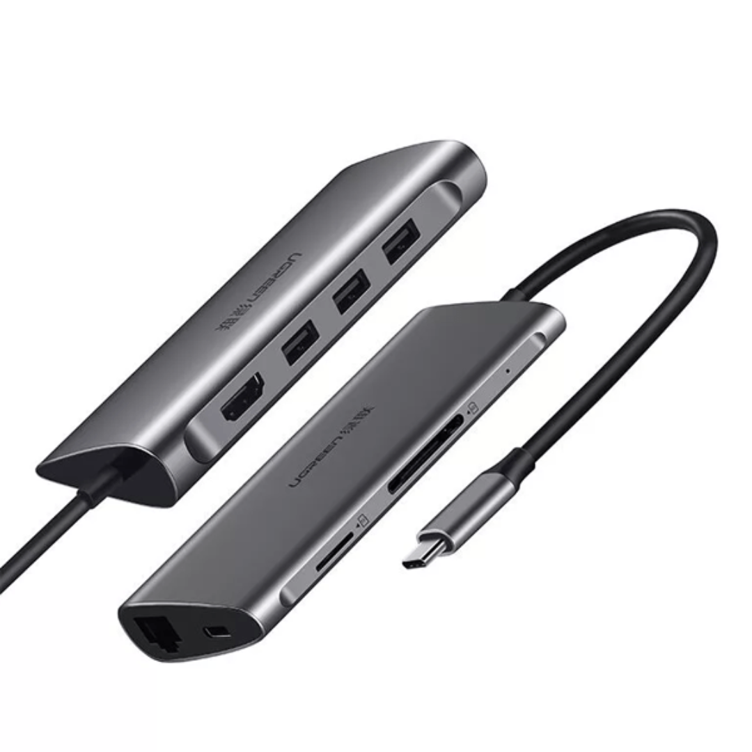 Ugreen USB-C Multifunction 8 in 1 USB HUB, USB-C to USB 3.0 (3 Ports) + HDMI + Gigabit Ethernet + SD & TF Card Reader + USB-C PD- UG-505383