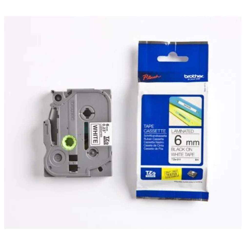 Brother Tze-2116mm Black on  White Tape