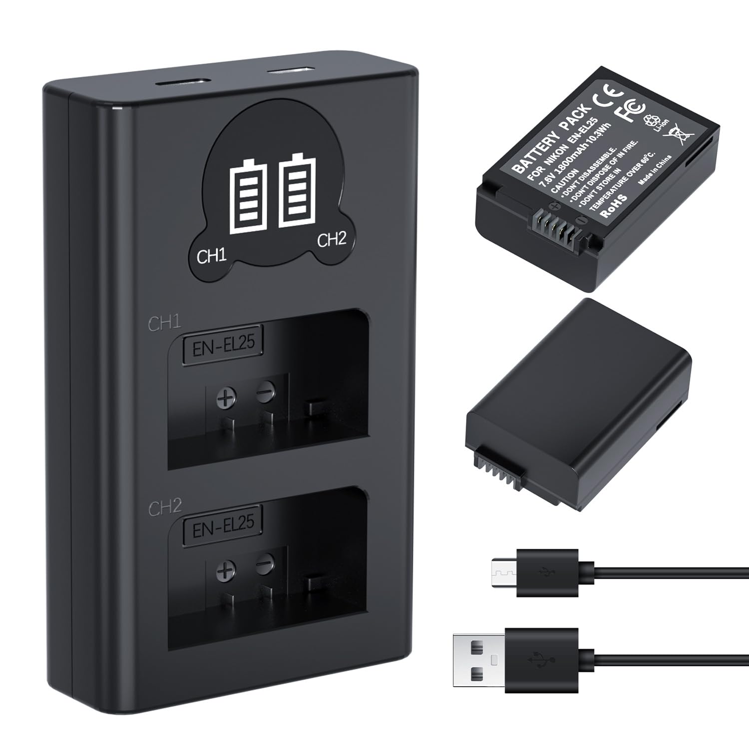 Caisi EN‑EL25 Replacement Battery and USB Charger Set3