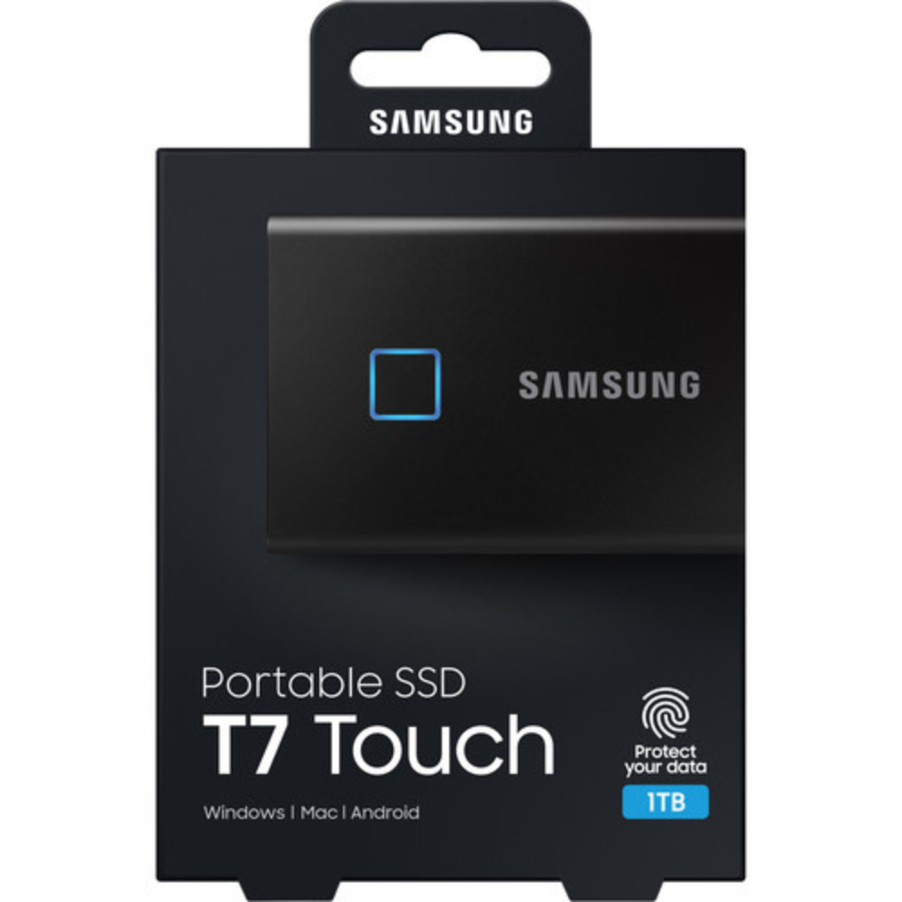 Samsung T7 Touch Portable External SSD 1TB with Fingerprint Security - Black - MU-PC1T0K/WW2