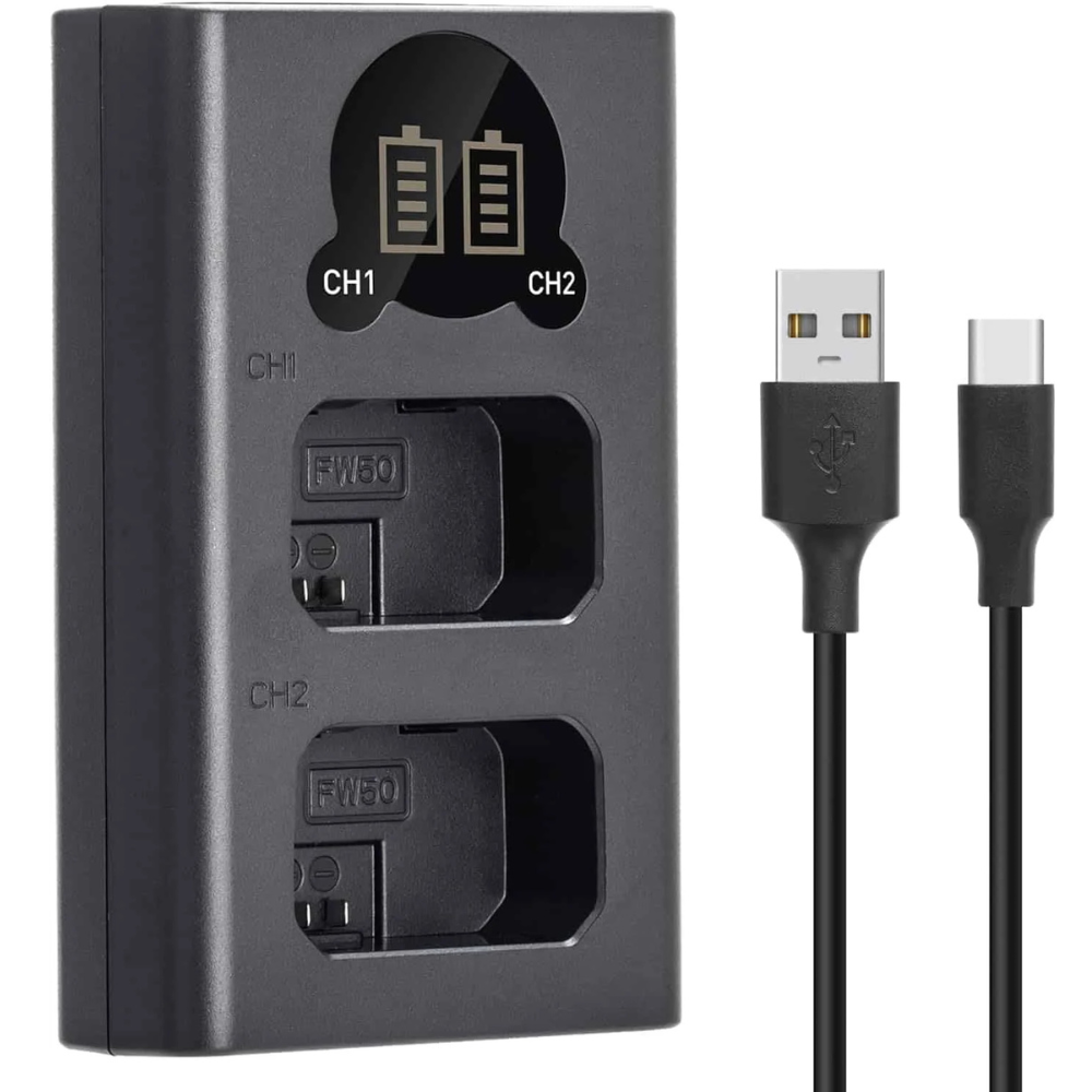 Caisi NP‑FW50 Battery Dual Charger for Sony Cameras3
