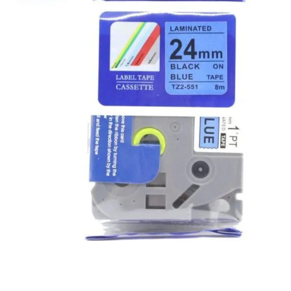 Brother TZ2-551 Lable Tape 24mm x 8m Black on Blue0