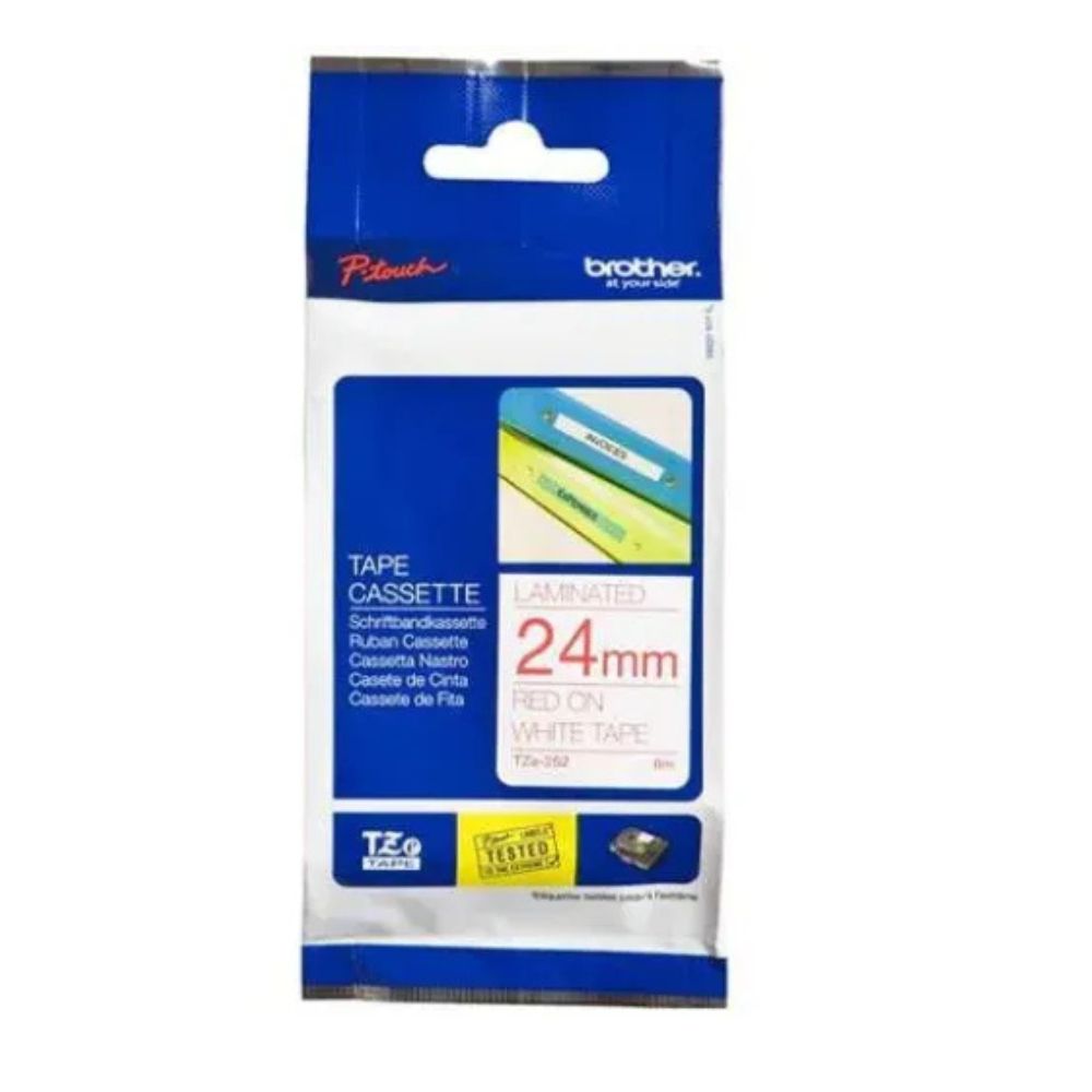 Brother TZE-252 24mm Red on White tape