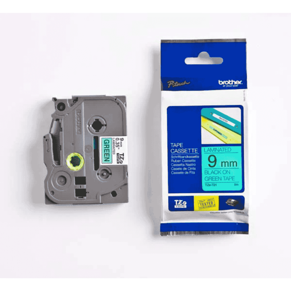 Brother TZe-721 Black On Green Tape2