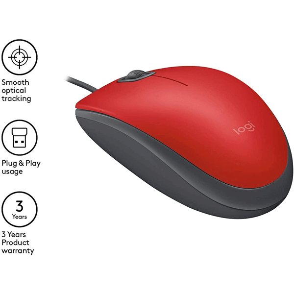 Logitech USB Silent Mouse M110S - Red (910-005489)3