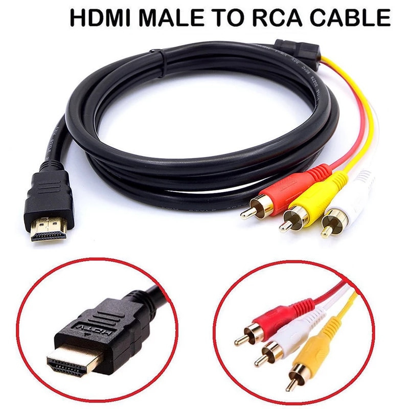 1.5M HDMI Male to 3 RCA Audio Video AV Component Cable Adapter Gold Plated4