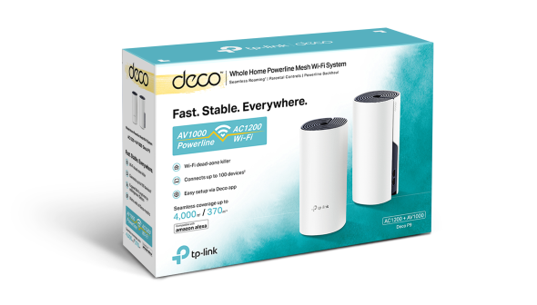 TP-Link Deco P9 AC1200 + AV1000 Whole Home Hybrid Mesh WiFi System (3 Pack) - TL-DECO P90