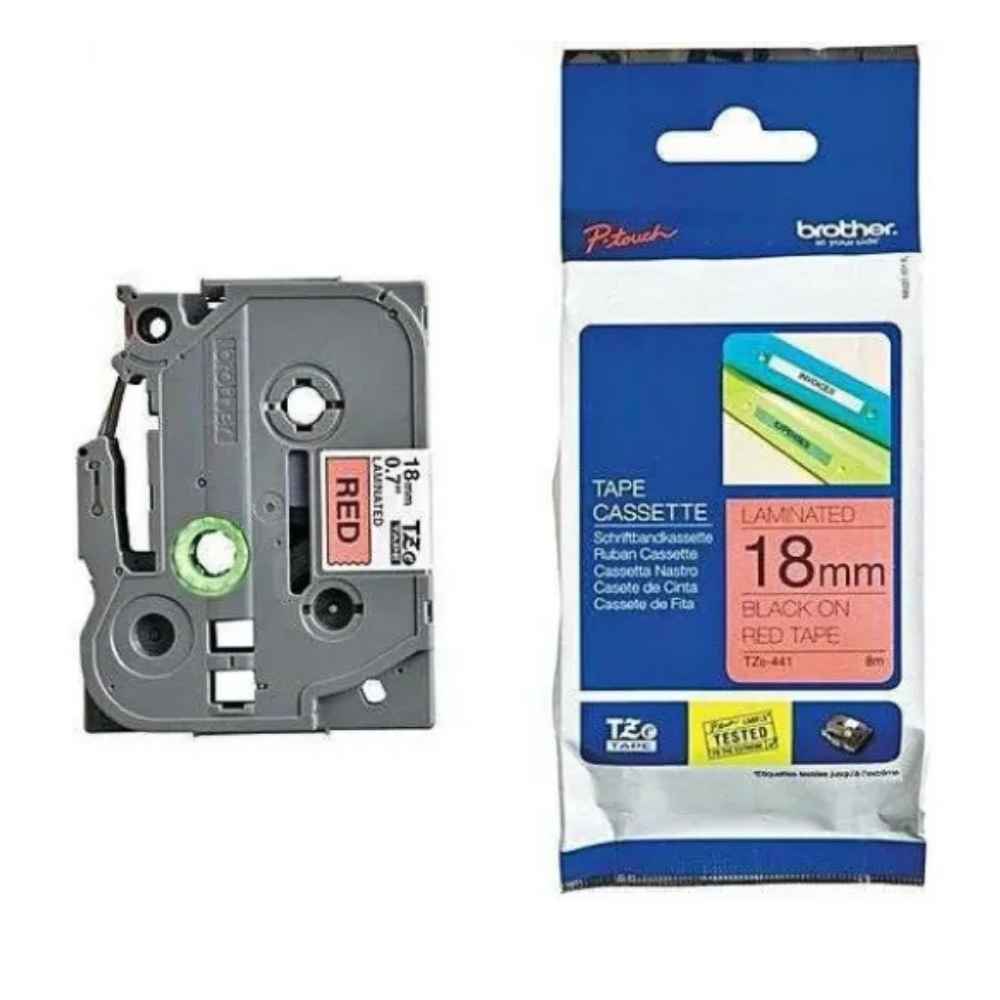 Brother TZe-441 18mm Black on Red Tape0