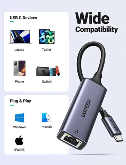 UGREEN USB-C 3.1 GEN1 To Gigabit Ethernet Adapter CM4834