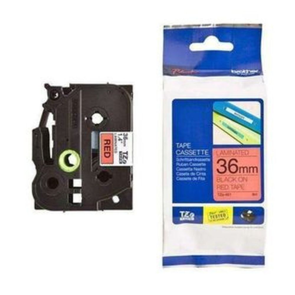 Brother TZE-461 36mm Black on Red Label tape