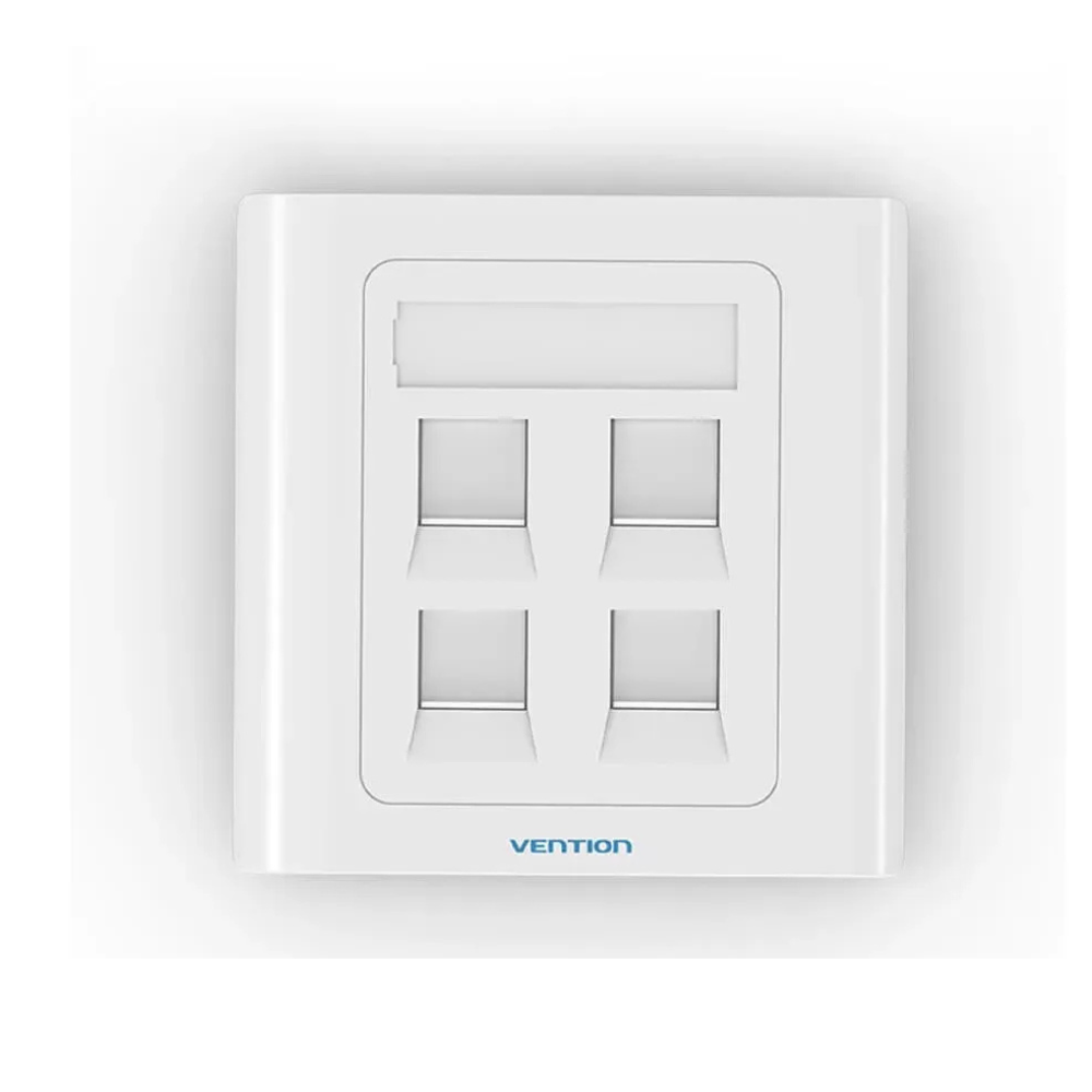 Vention 4-Port Keystone RJ45 Jack Wall Plate