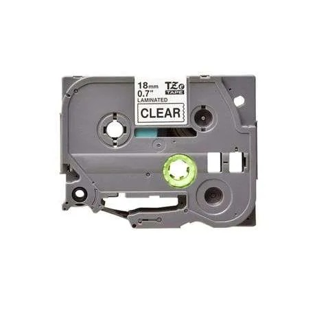 18mm x 8m black on clear label tape0