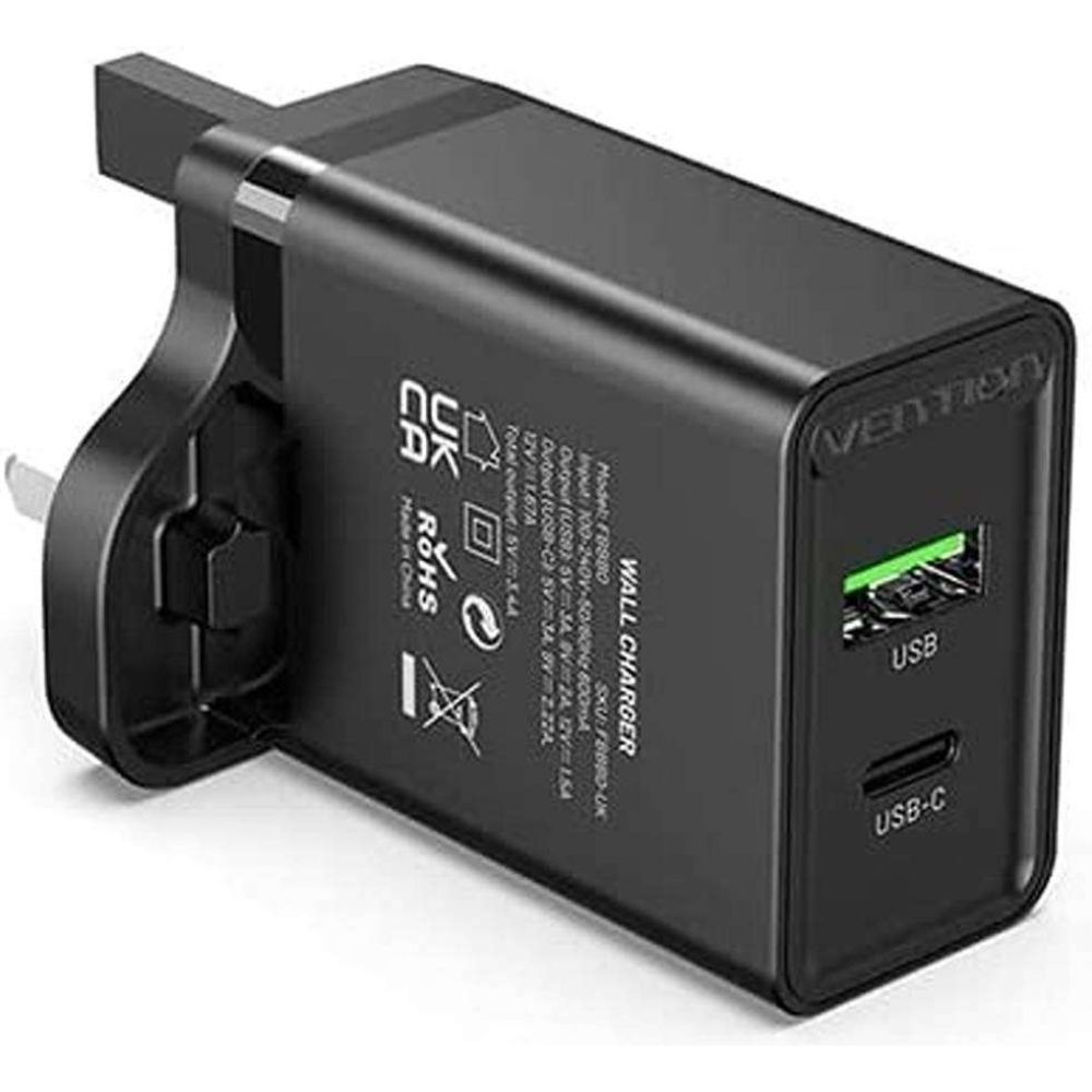 Vention 1‑Port USB Wall Charger (12W) UK‑Plug (VEN FAAB0‑UK) 