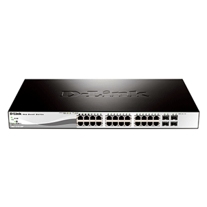 D-Link DGS-1210-28P 24-Port 10/100/1000BaseT PoE + 4 Combo 1000BaseT/SFP ports Web Smart Switch, 193W PoE budget. (802.3af/802.3at support)
