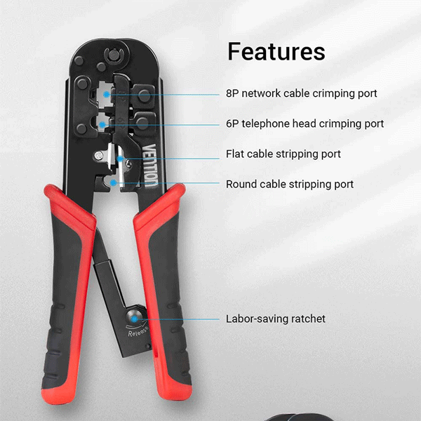 Vention RJ45 Crimping Tool Network Cable Crimper Cutting Tools Kits Crimping Stripper Punch Down RJ45 RJ12 RJ11 Ethernet Cable0