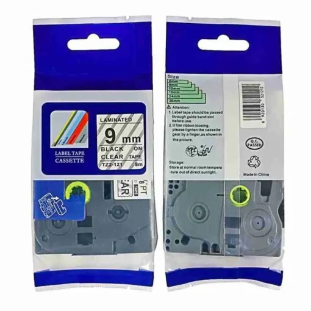 Brother TZ2-121 Lable Tape 12mm x 8m Black on Clear tape0