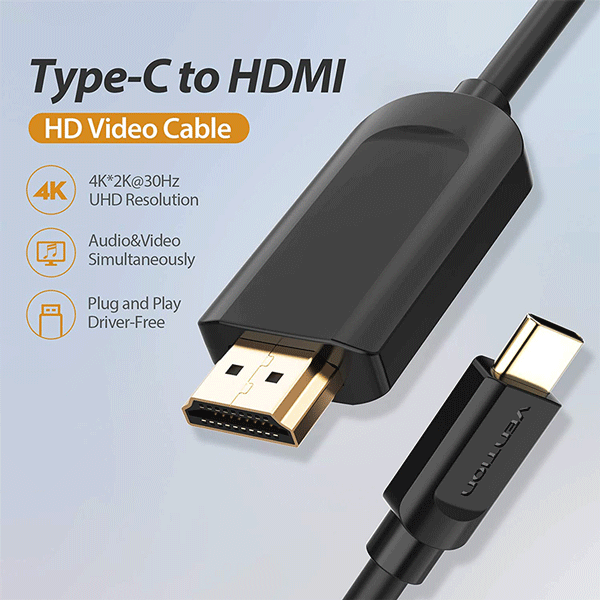Vention Type-C to HDMI Cable 2M Black â€“ VEN-CGRBH3
