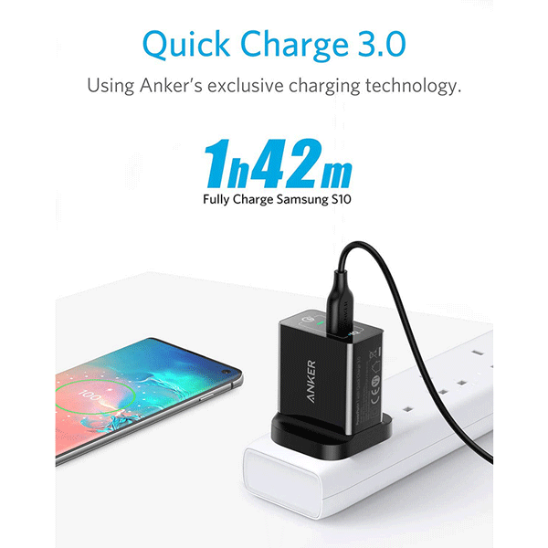 Anker 18W 3Amp USB Wall Charger (Quick Charge 2.0 Compatible)3