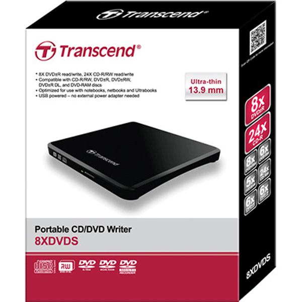 Transcend 8K Extra Slim Portable DVD Writer Optical Drive (TS8XDVDS-K)4