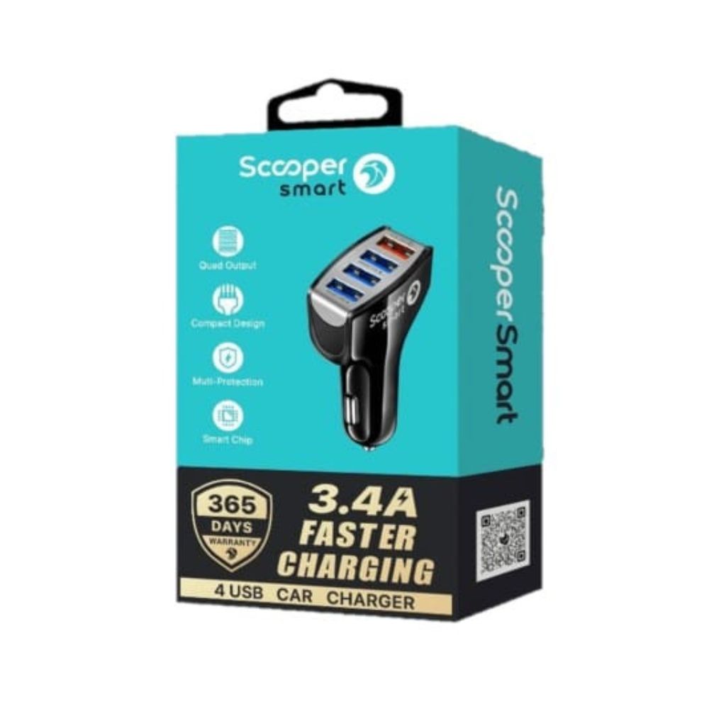 SCC-08 3.4A FAST CHARGING 4-PORT USB CAR CHARGER