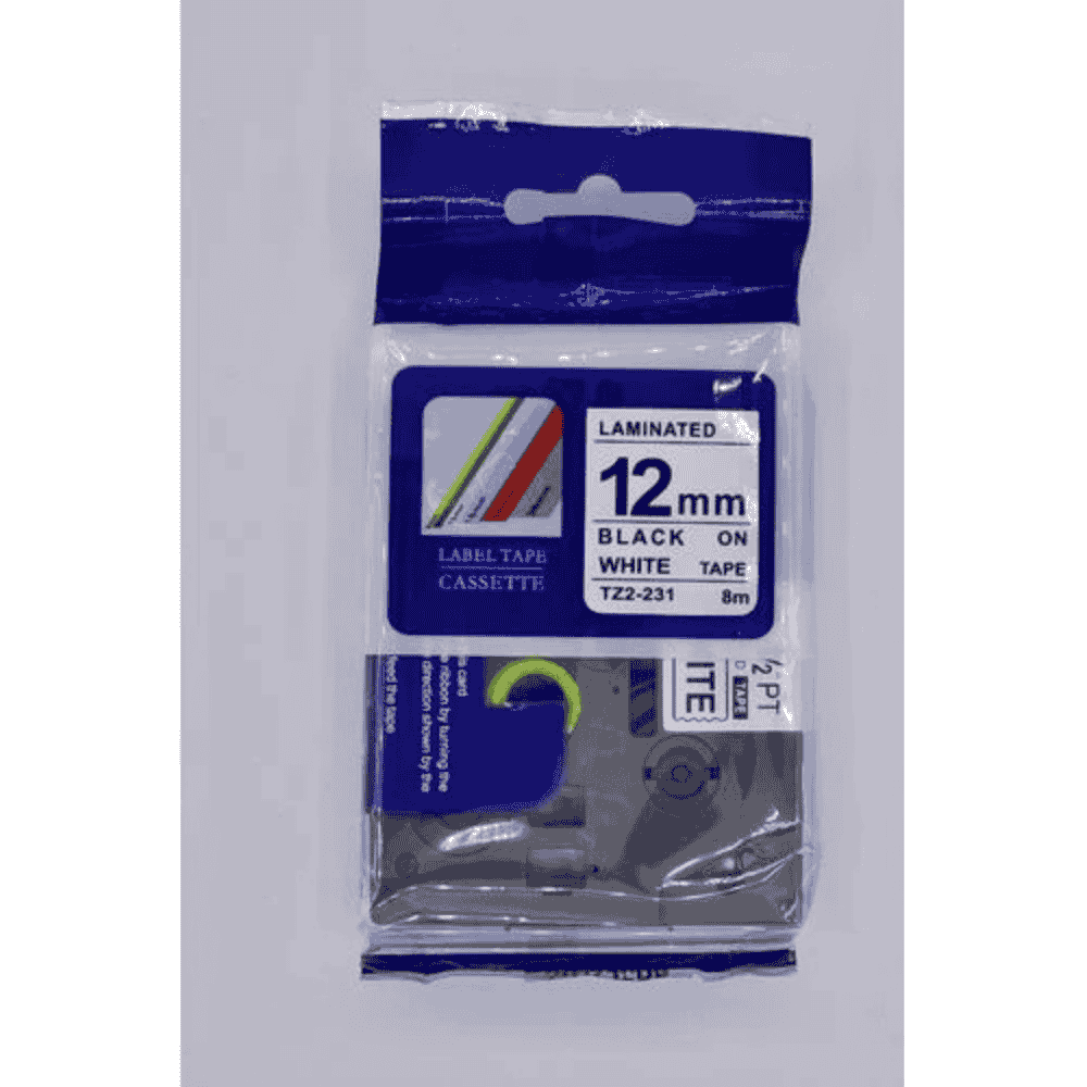 Brother TZ2-231 Lable Tape 12mm x 8m Black on White0