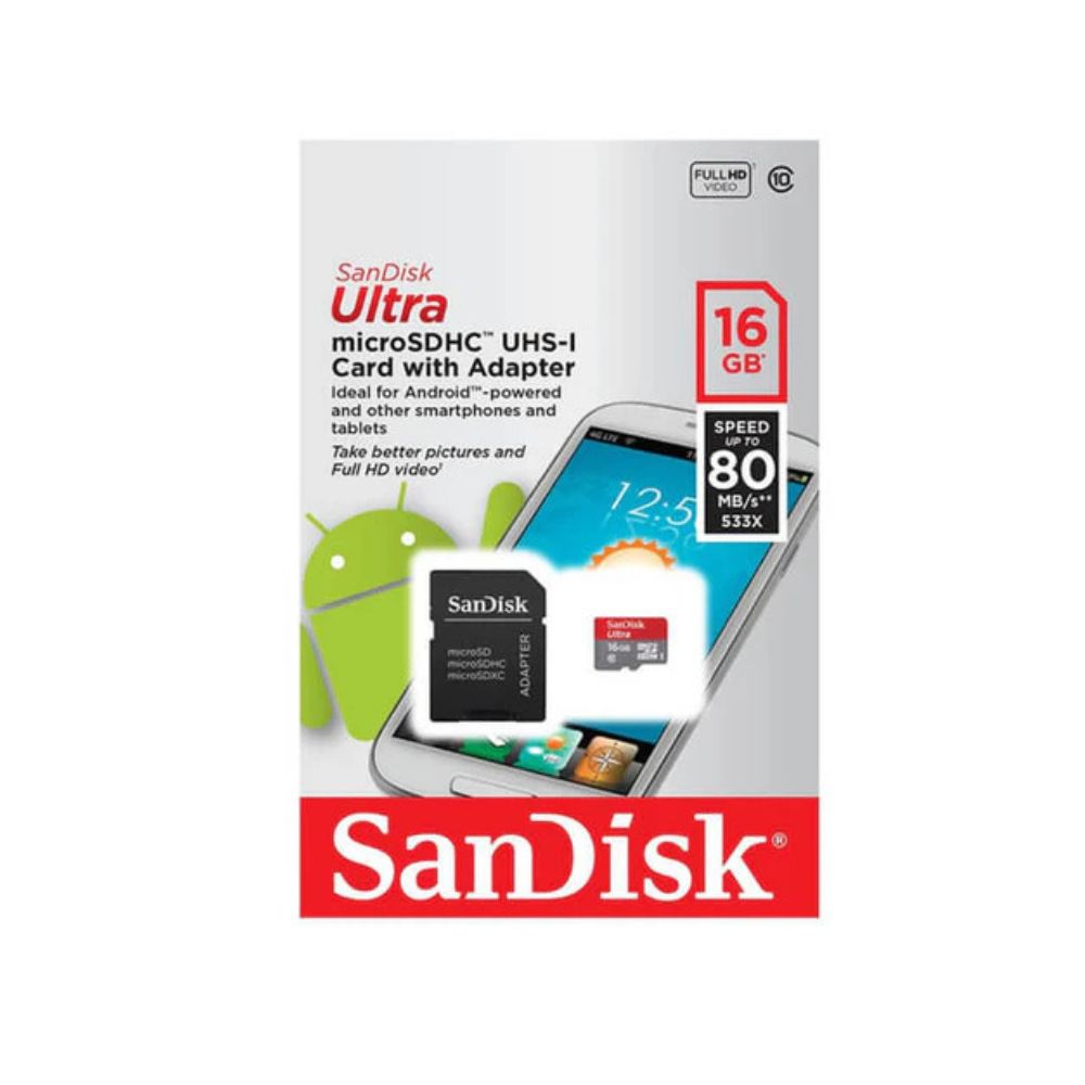 SanDisk Ultra MicroSD CLASS 10 80MBPS 16GB SDSQUNS-016G-GN3MN