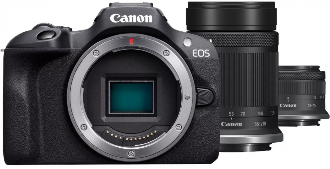 Canon EOS R100 Mirrorless Camera with RF-S18-45mm F4.5-6.3 IS STM Lens Kit and 55-210mm Lenses Kit
