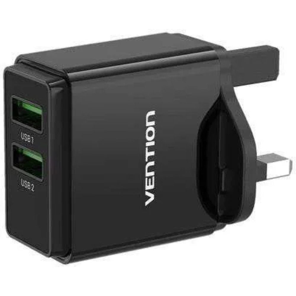  Vention Two‑Port USB (A+A) Wall Charger (18W/18W) UK‑Plug (VEN FBAB0‑UK)