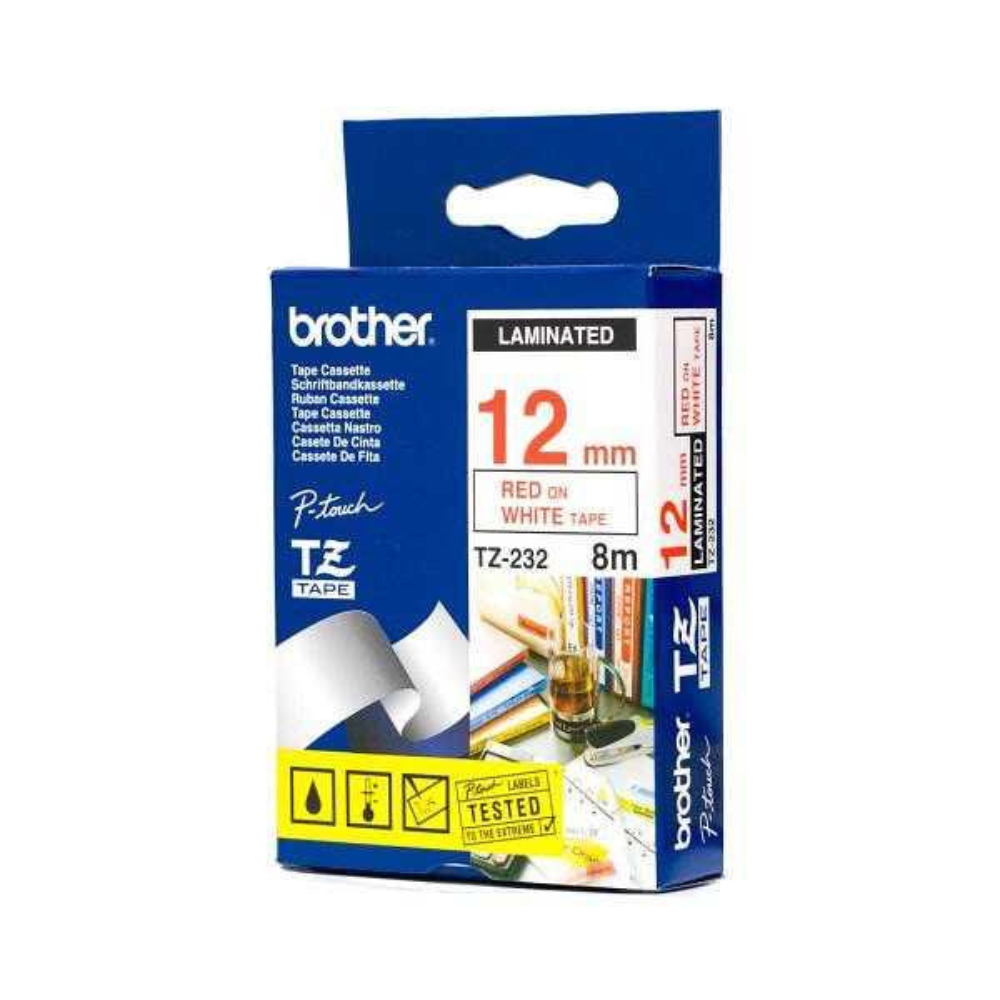 Brother Tape TZE-222 9mm Red on White