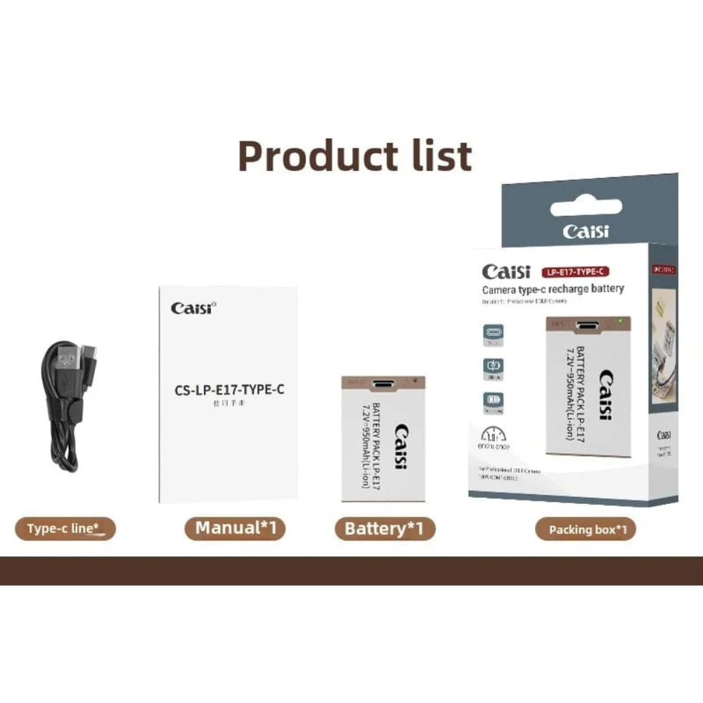 Caisi LP-E17-TYPE-C Rechargeable Battery for Canon Cameras3