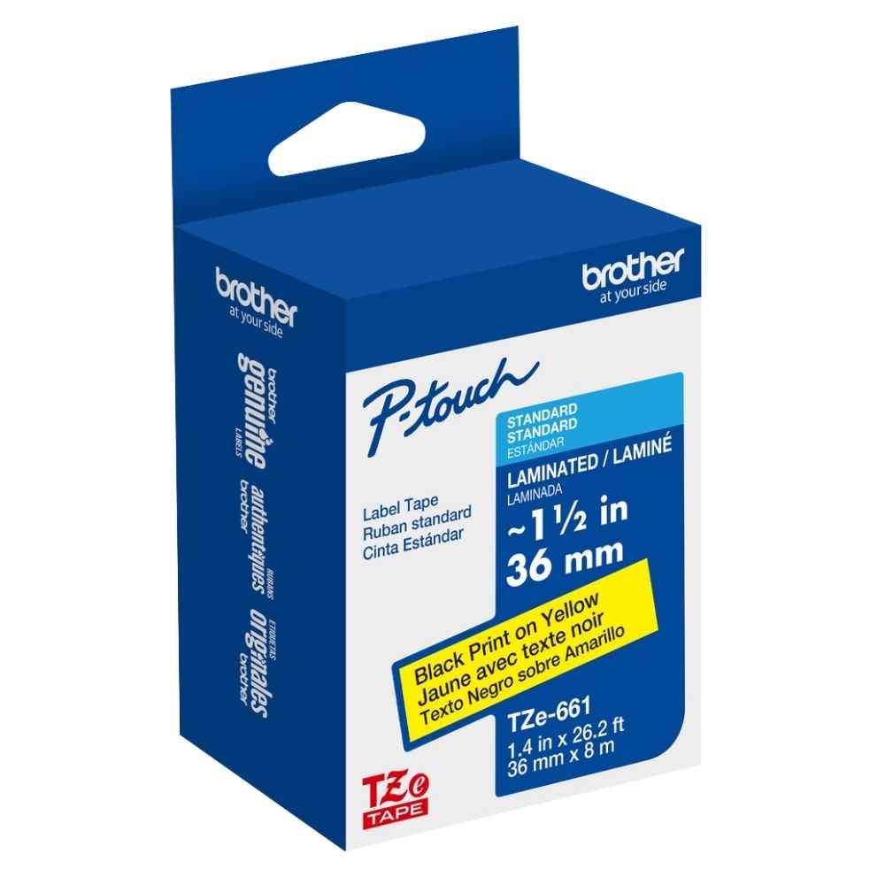 Brother TZe-661 36mm Laminated Tape Black on  Yellow Tape0