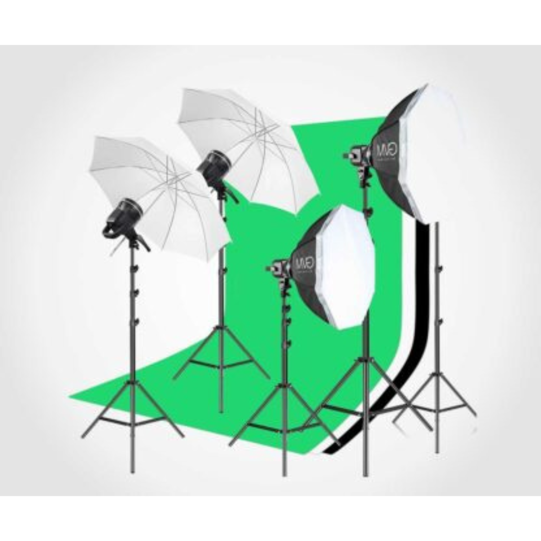 GVM P80S LED 4-Light Kit with Umbrellas, Softboxes, and Backdrops2