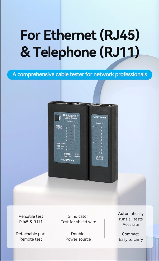 Vention Network Cable Tester for RJ45 & RJ113