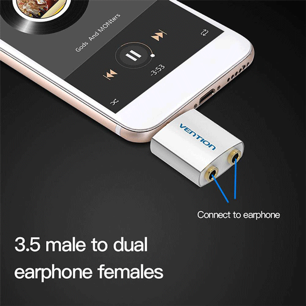 Vention 3.5 mm Earphone Audio Splitter Connector Adapter 1 Male to 2 Female Converter for Headphone Pc Mobile Phone3