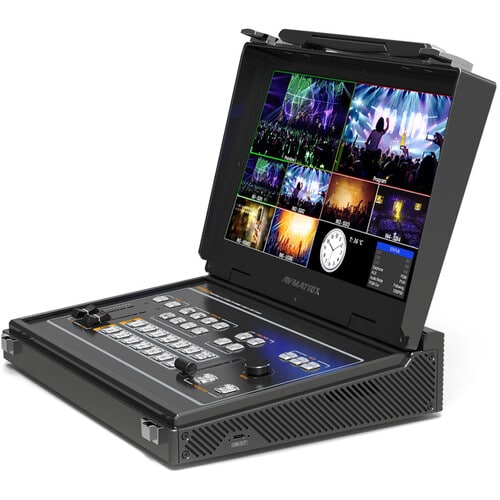AVMATRIX Portable 6-Ch SDI/HDMI Multi-Format Streaming Switcher with 13.3″ Display
