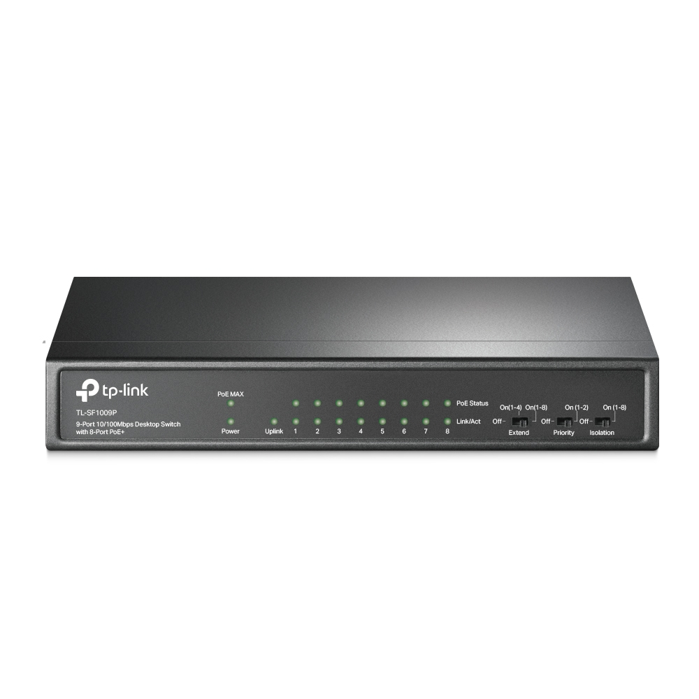  TP-Link 9-Port 10/100Mbps Desktop Switch with 8-Port PoE+0