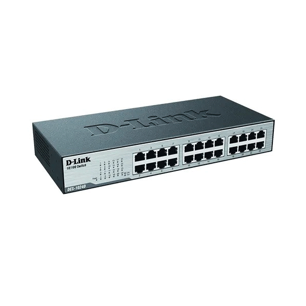 D-Link 24 port 10/100Mbps Unmanaged Switch (Metal casing) UK power plug â€“ DES-1024D3