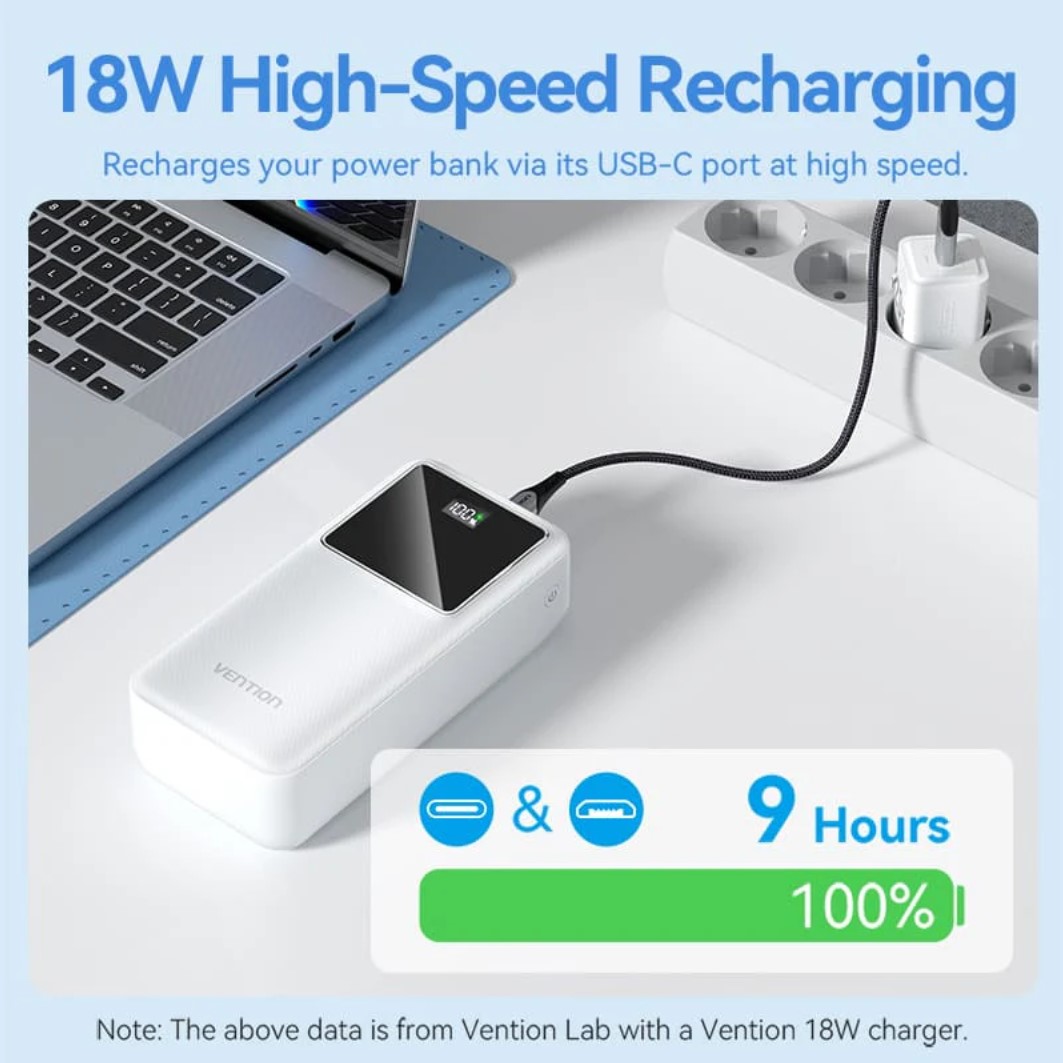 Vention 30000mAh Power Bank 2.5W Black LED Display Type4
