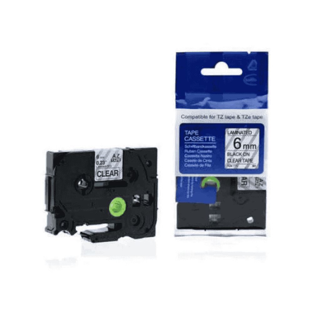  Brother TZE-111 6mm Black on Clear Tape0