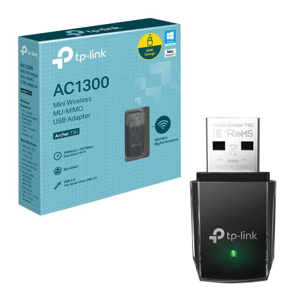 TP-Link AC1300 Mini Wireless MU-MIMO USB Adapter - TL-ARCHER T3U0
