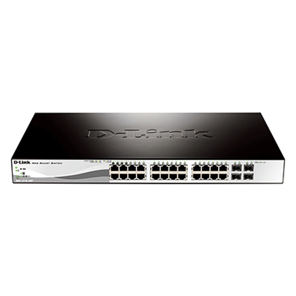 D-Link DGS-1210-28P 24-Port 10/100/1000BaseT PoE + 4 Combo 1000BaseT/SFP ports Web Smart Switch, 193W PoE budget. (802.3af/802.3at support)2