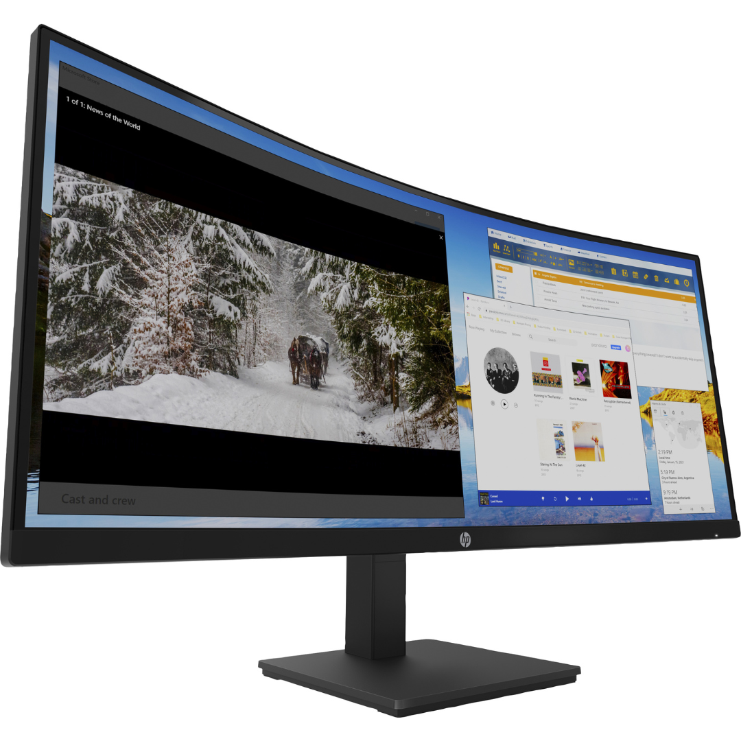 HP M34d 34' WQHD Curved Monitor, 1500R Curvature VA Display 100Hz Refresh Rate, 5ms Response Time, Height Adjustable, On Screen Controls, 1xDP / 1xHDMI/ USB-A 5Gbps / USB-B / USB-C- 3B1W4AS3